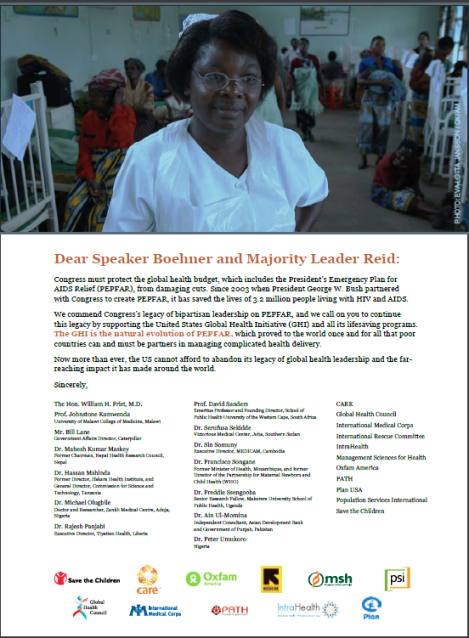 Letter on Global Health Reforms